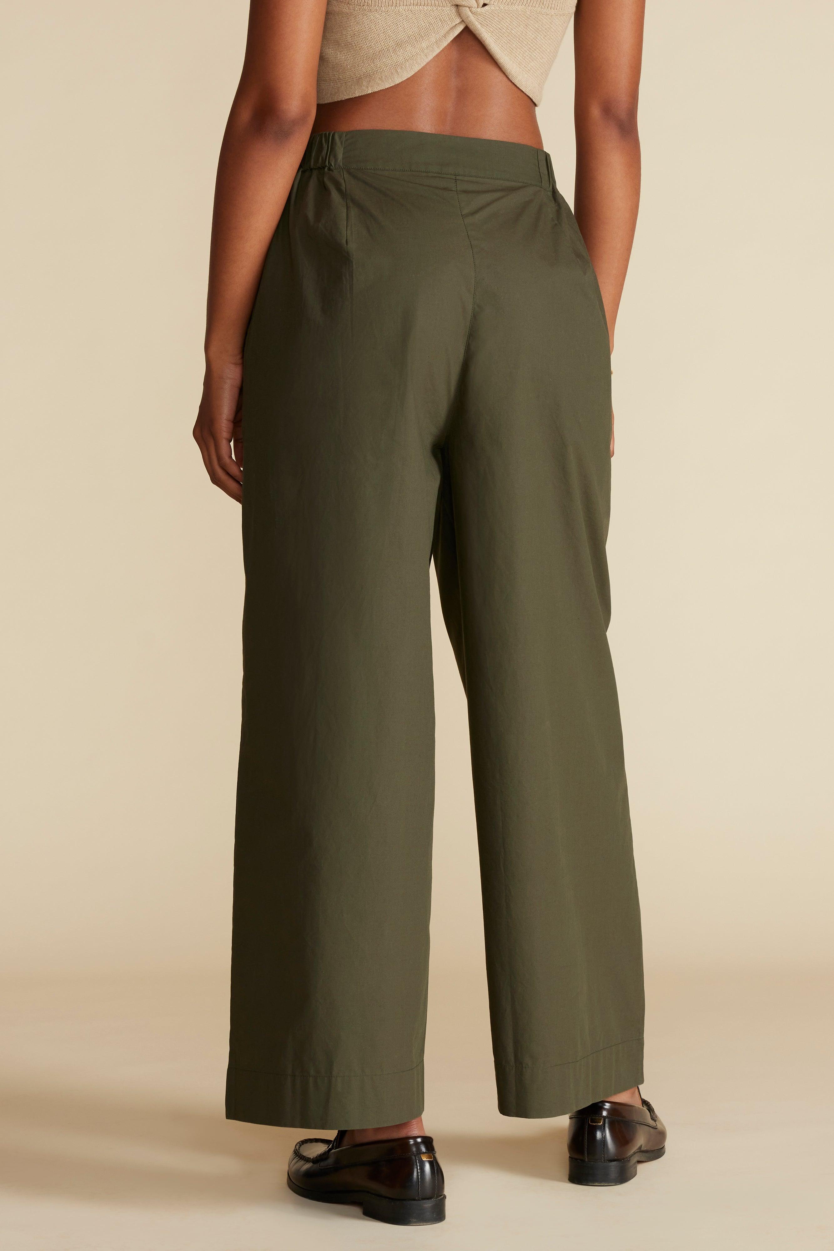 Sammy Organic Cotton Poplin Pant - Olive Green Product Image