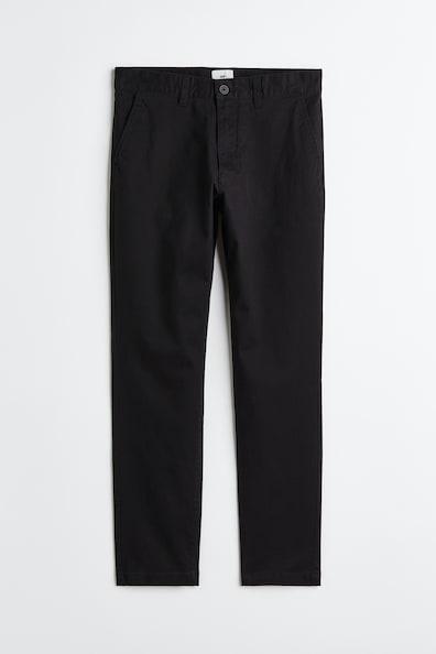 H & M - Skinny Fit Cotton Chinos - Black Product Image