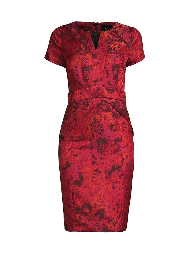 Shani Jacquard Bow Sheath Cocktail Dress Product Image