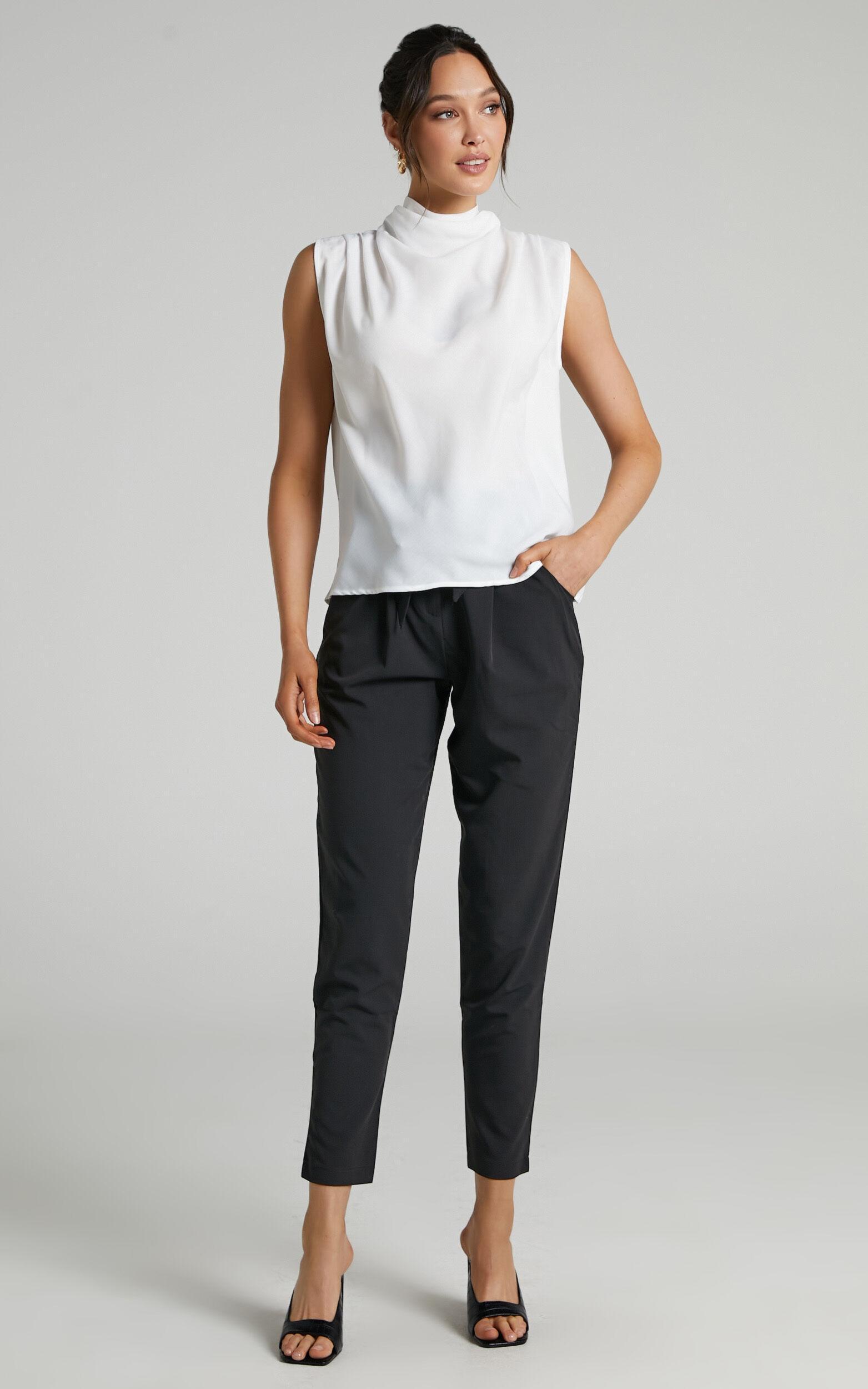 Arianae Top - High Neck Top in White Product Image