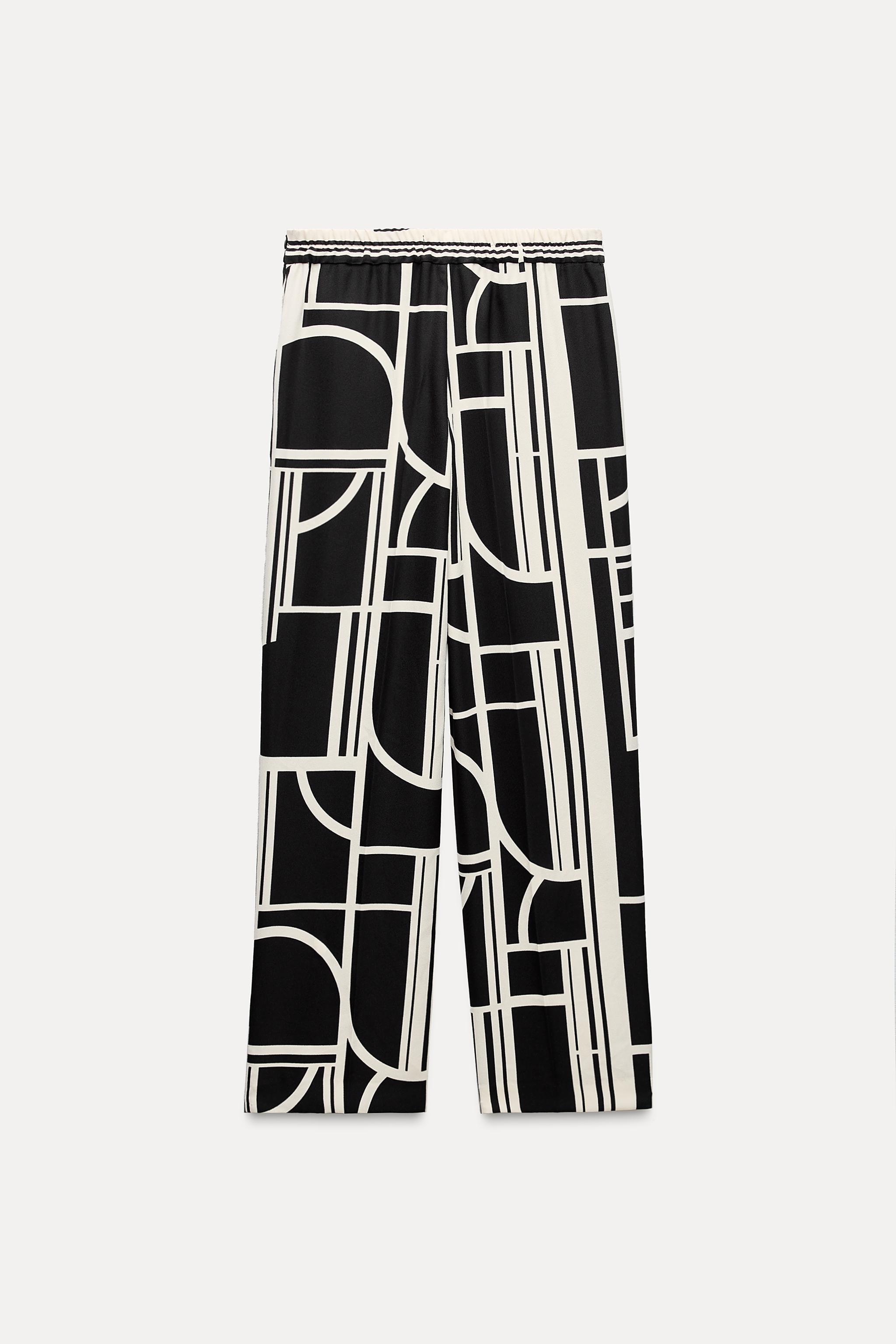 GEOMETRIC PRINT WIDE LEG PANTS Product Image