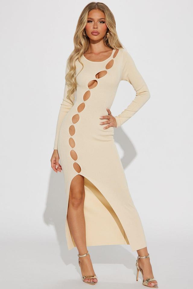 Eve Cutout Knit Midi Dress - Cream Product Image