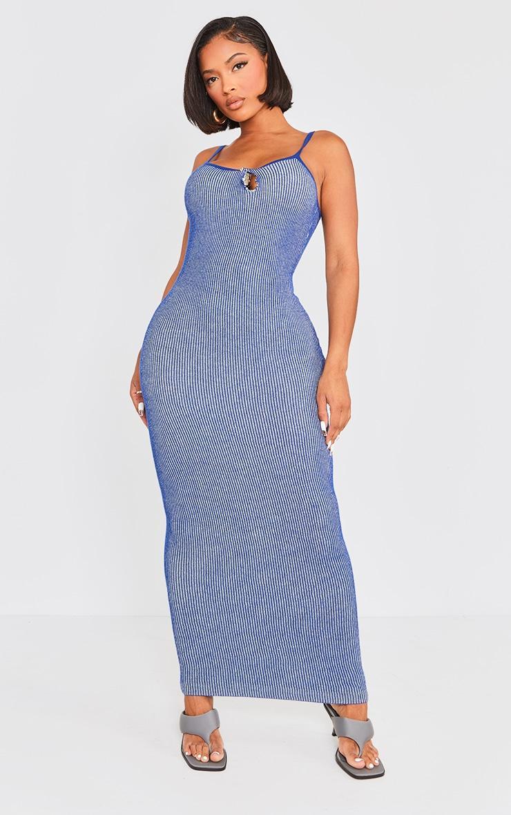 Shape Blue Soft Knit Contrast Strappy Midaxi Dress product image