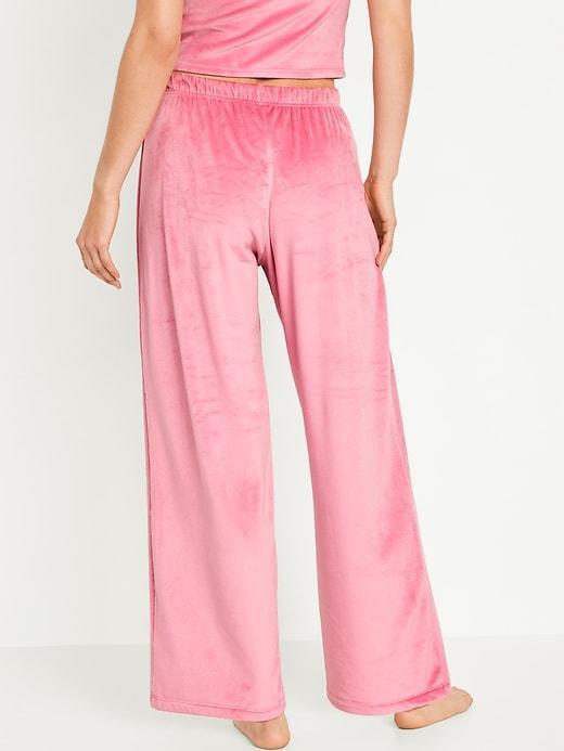 High-Waisted Velour Pajama Pants Product Image