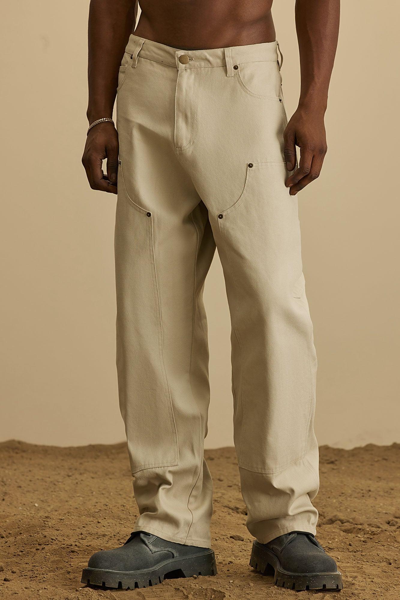 Alexander Double Knee Utility Canvas Pants - Off White Product Image