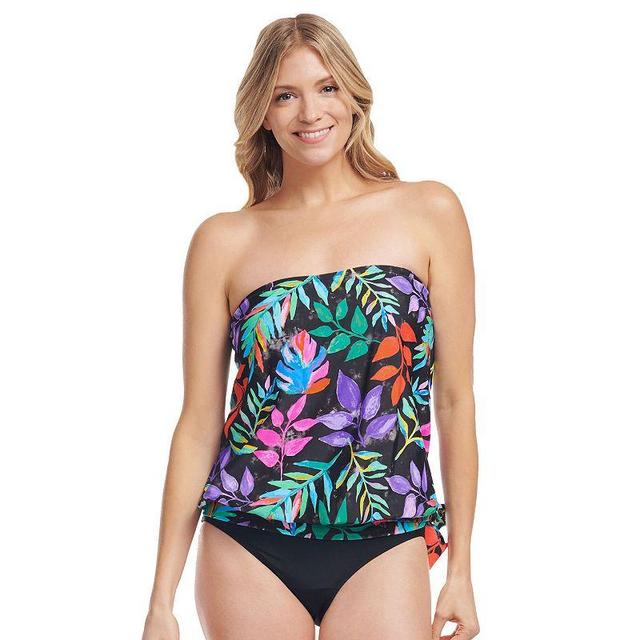 Womens Mazu Tropical Flora Draped Blouson Tankini Swim Top Product Image