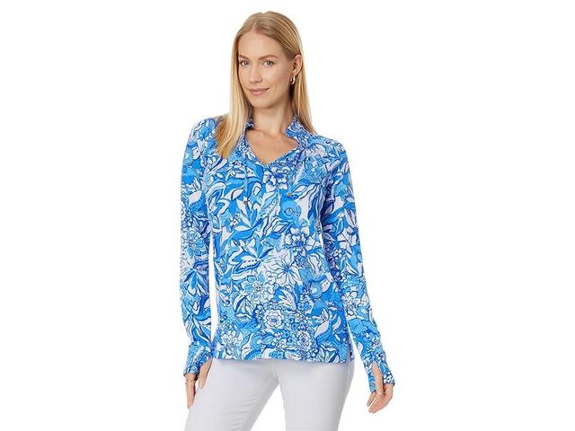 Lilly Pulitzer Cassi UPF 50+ Popover (Frenchie Blue Turtley in Love) Women's Clothing Product Image