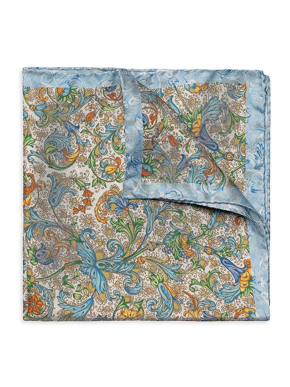 Mens Silk Multicolor Floral Pocket Square Product Image