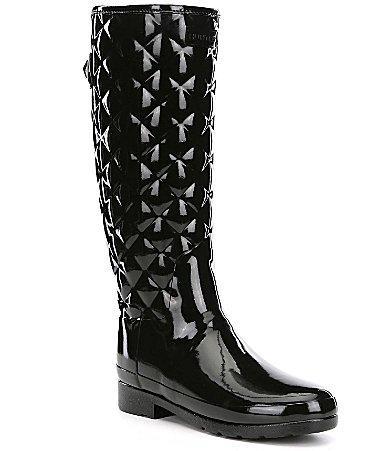 Womens Refined Gloss Tall Quilted Rubber Rain Boots Product Image