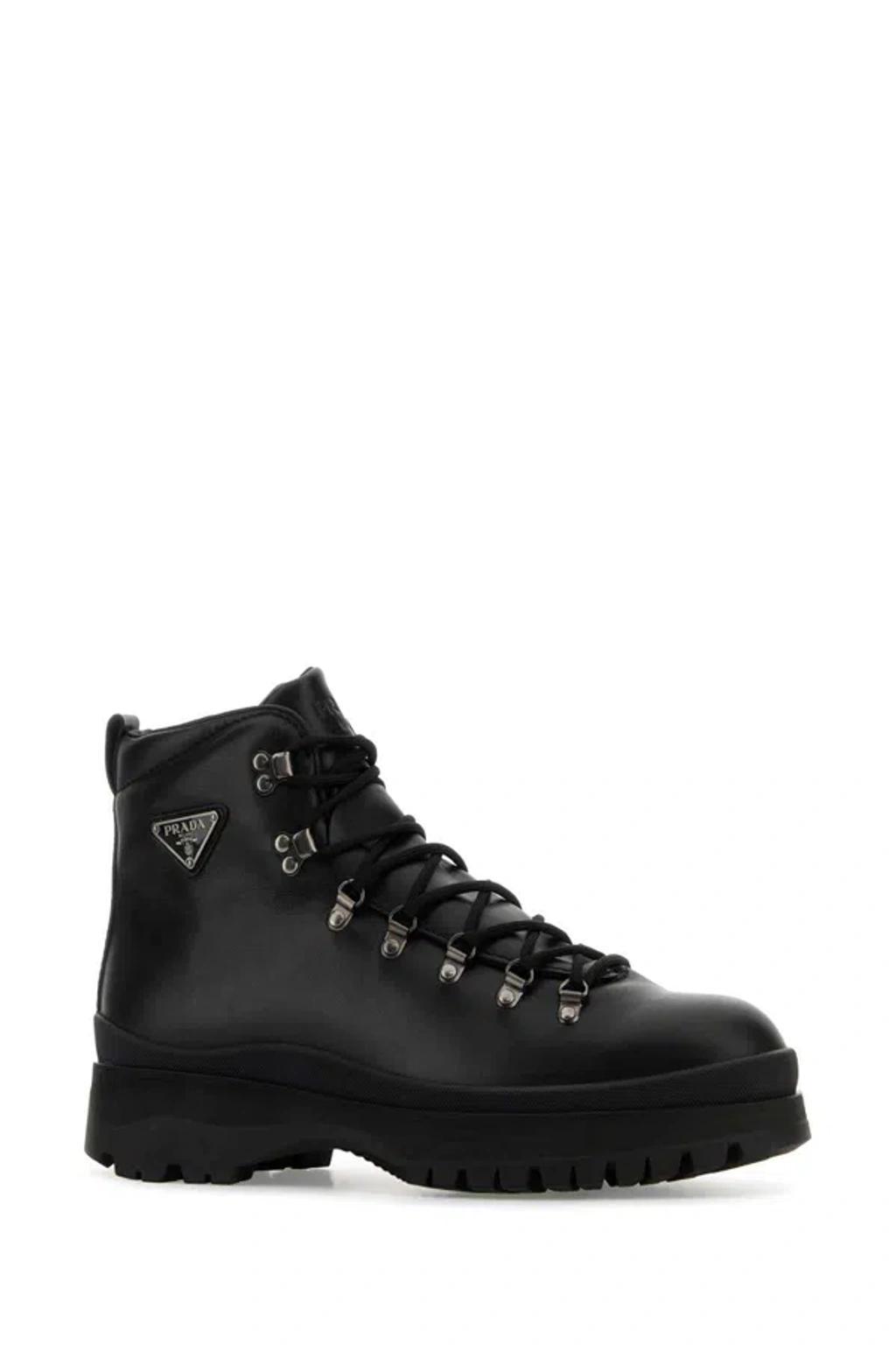 PRADA Sophisticated Black Leather Ankle Boots For Men Product Image