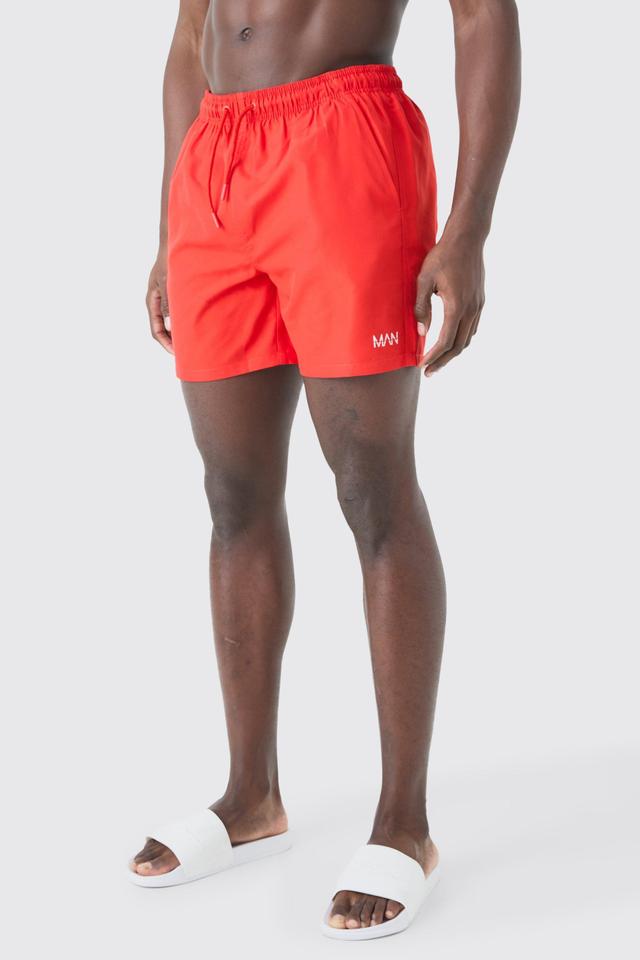 Original Man Mid Length Swim Short | boohooMAN USA Product Image