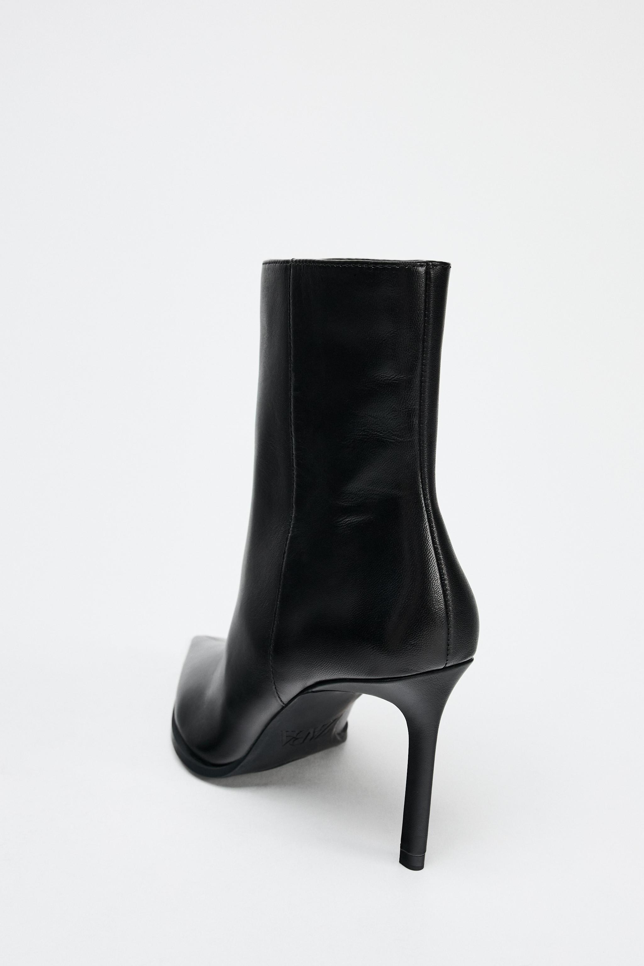 LEATHER STILETTO HEELED ANKLE BOOTS Product Image