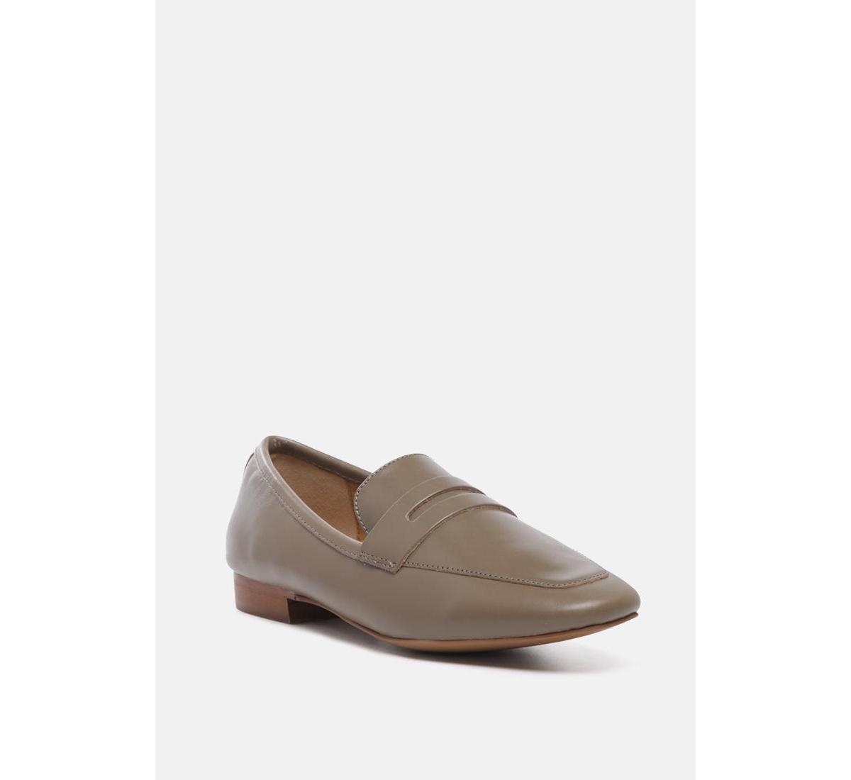 Rag & Co Liliana Womens Taupe Classic Leather Penny Loafers Product Image