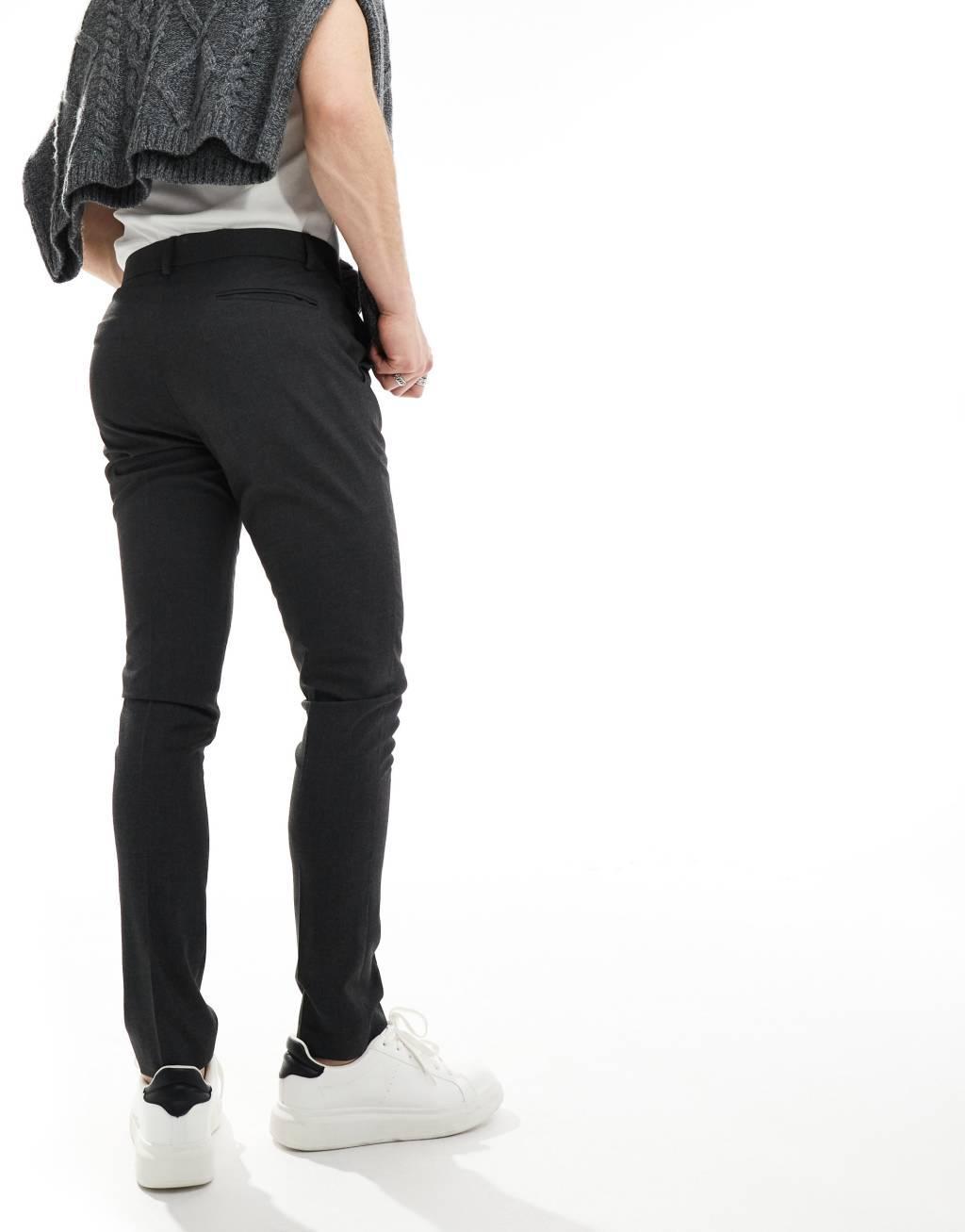 ASOS DESIGN smart new skinny fit trousers in charcoal Product Image