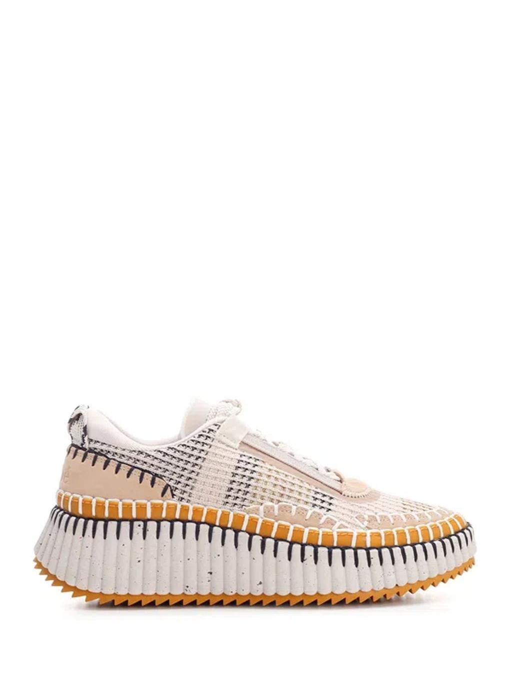 CHLOÉ Nama Embroidered Suede And Recycled-mesh Sneakers In Multicolor Product Image