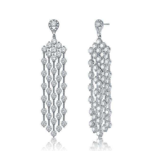 Sterling Silver Cubic Zirconia Long Chandelier Earrings, Womens Product Image