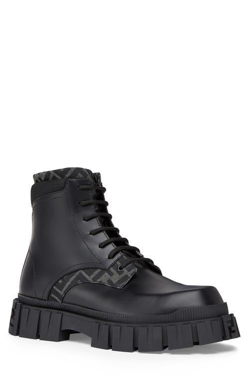 Mens Logo-Jacquard Leather Combat Boots Product Image