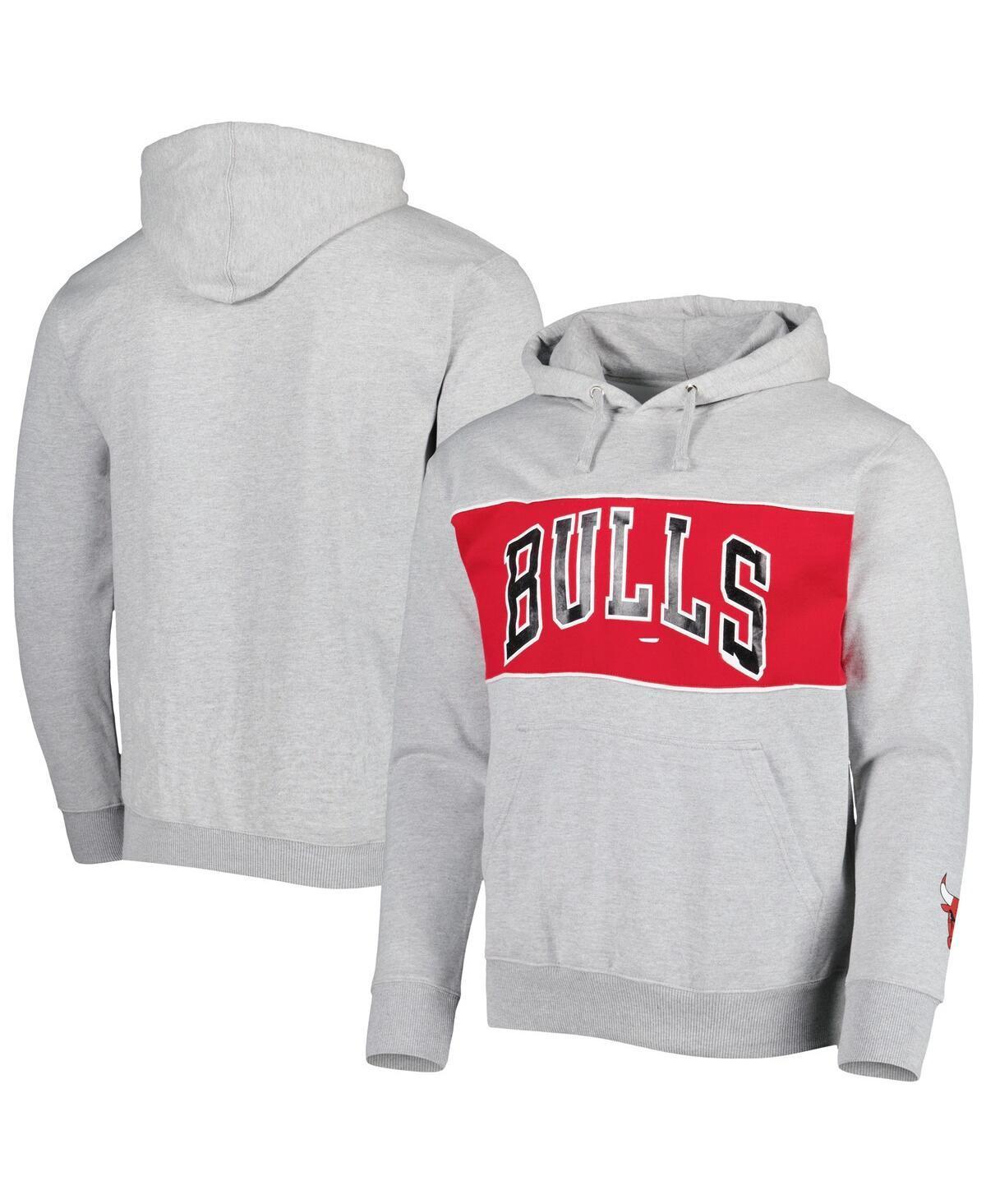 Mens Fanatics Heather Gray Chicago Bulls Wordmark French Terry Pullover Hoodie Product Image