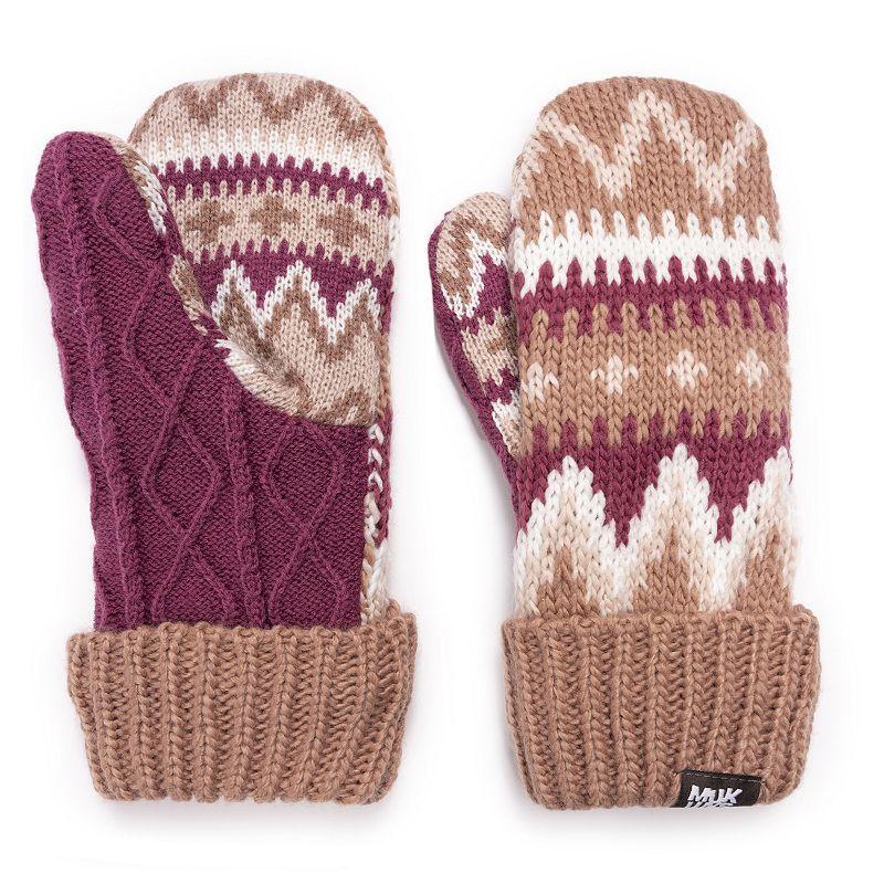 Womens MUK LUKS Cuff Mittens, Canyon Pink Product Image