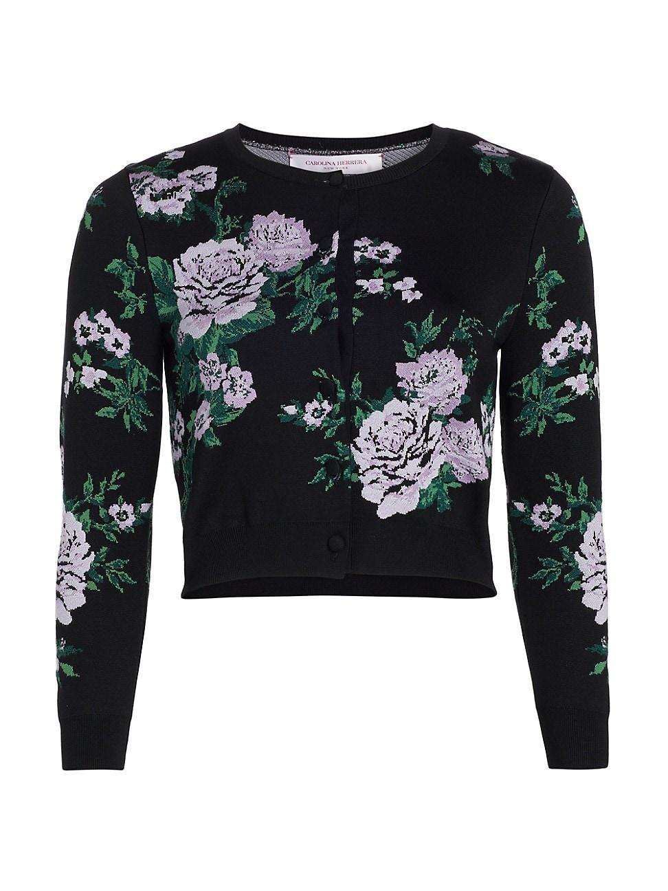 Womens Floral Crop Cardigan Product Image