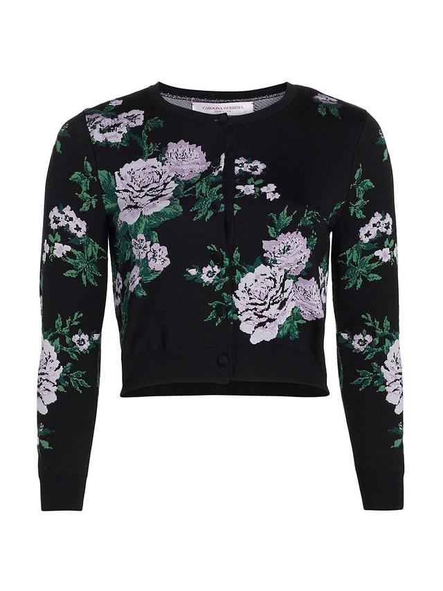 Womens Floral Crop Cardigan Product Image