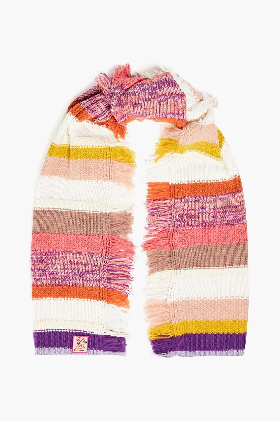 Striped Merino Wool, Cotton And Cashmere-blend Scarf In Multicolor product image