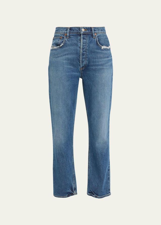 AGOLDE Riley High-Rise Straight-Leg Jeans By AGOLDE in Blue Size 34 Product Image