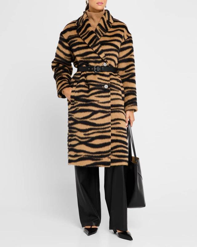 Vidim Belted Tiger-Print Coat Product Image