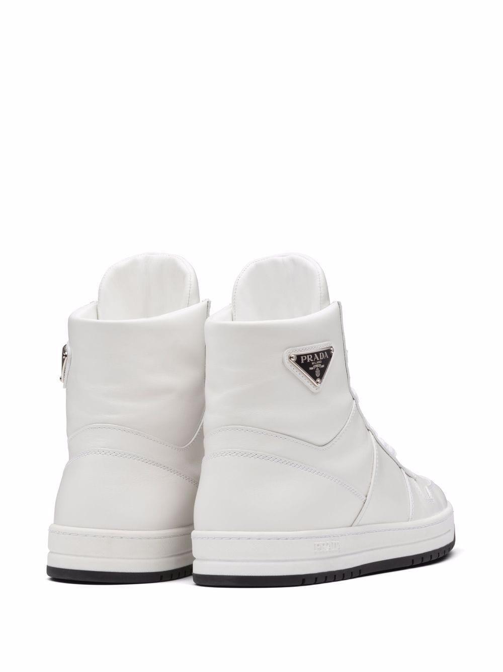 Perforated Triangle-logo High-top Sneakers In Bianco Nero Product Image