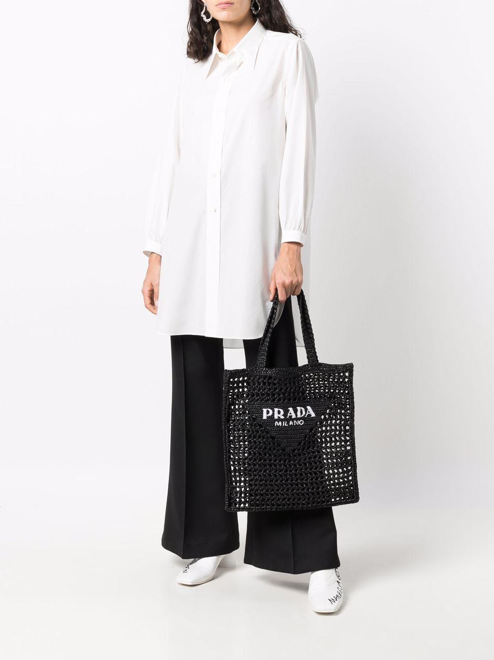 PRADA Interwoven-design Logo-print Shoulder Bag In Black Product Image