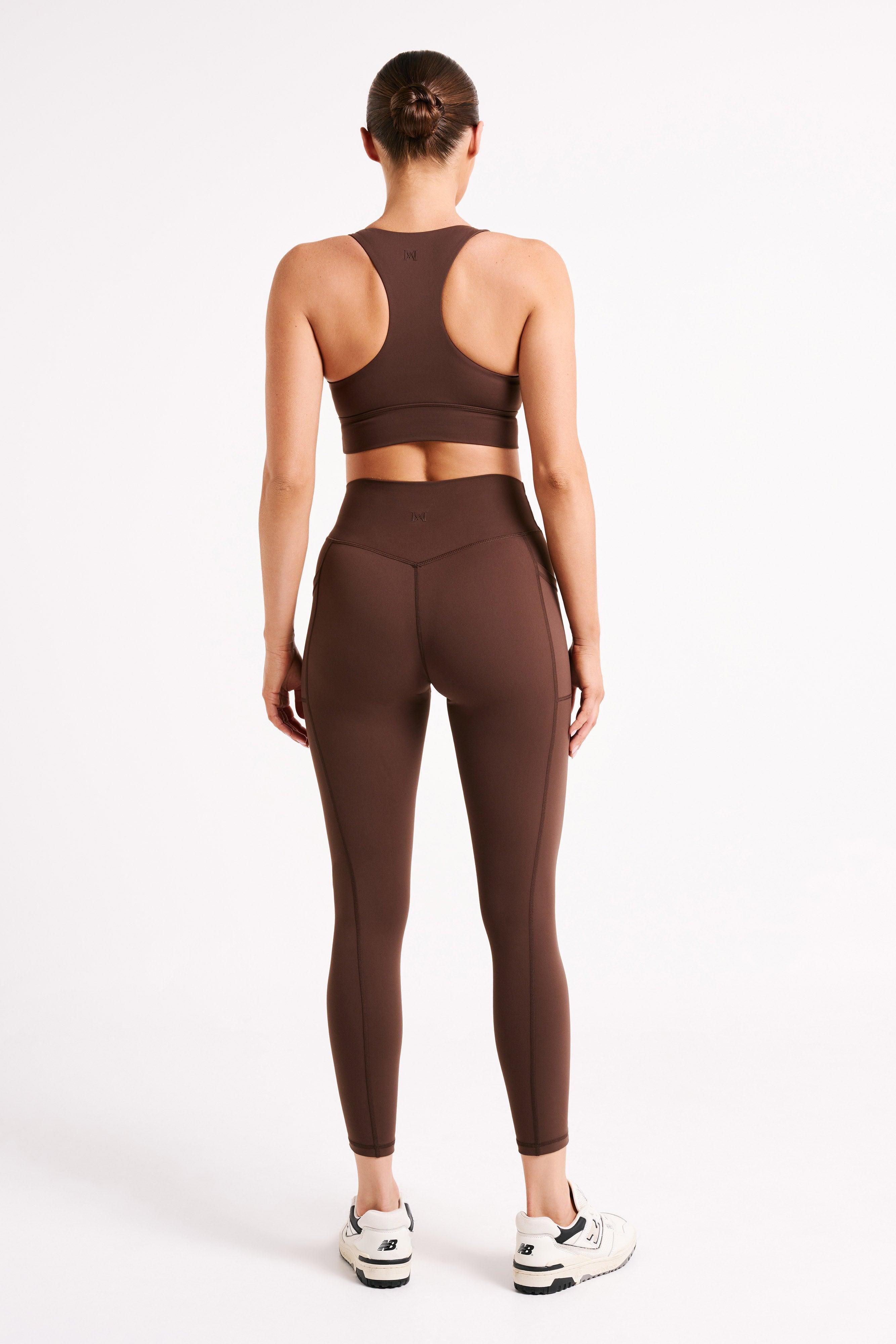 Briar V Back Leggings With Pockets - Dark Chocolate Product Image