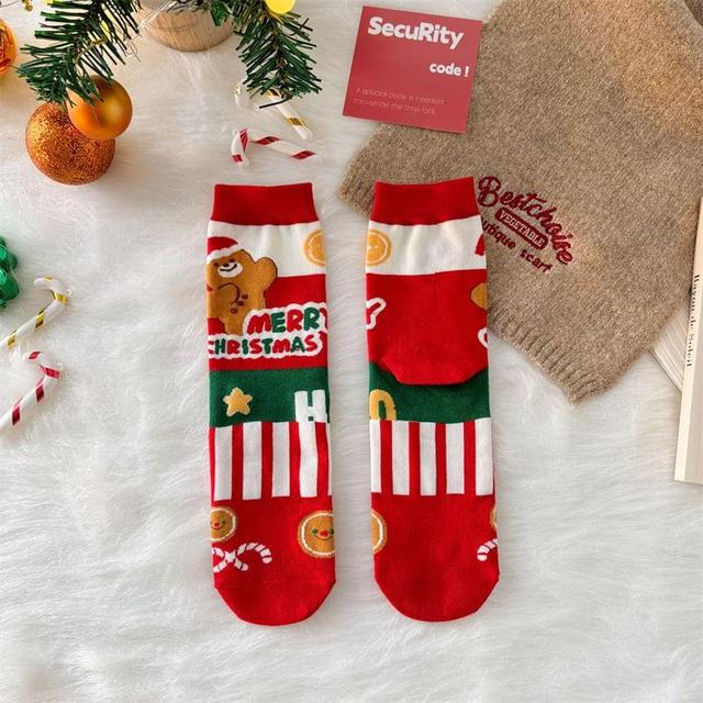 Christmas Cartoon Print Socks Product Image