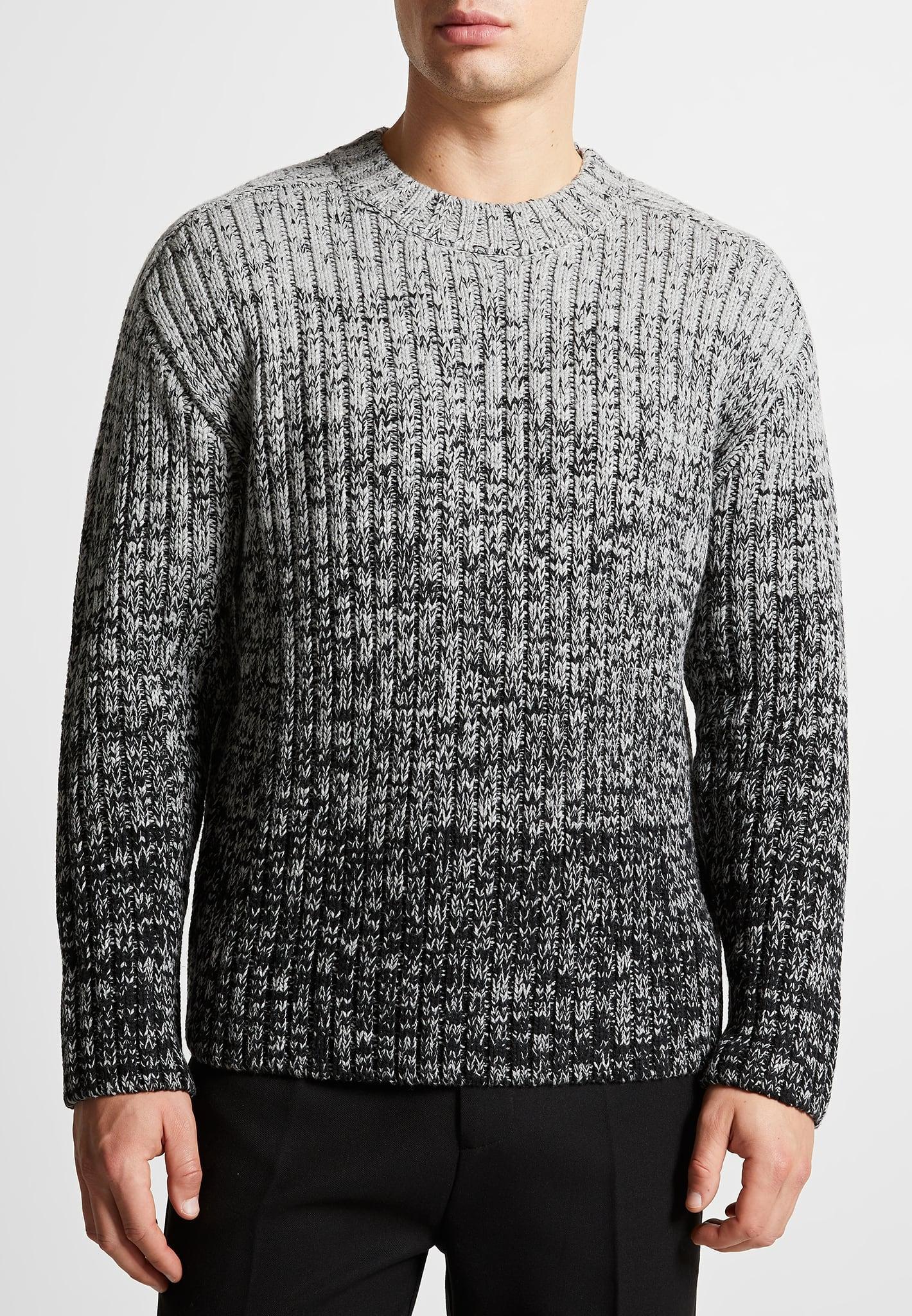 Ombré Chunky Knit Jumper - Grey/Black Male Product Image