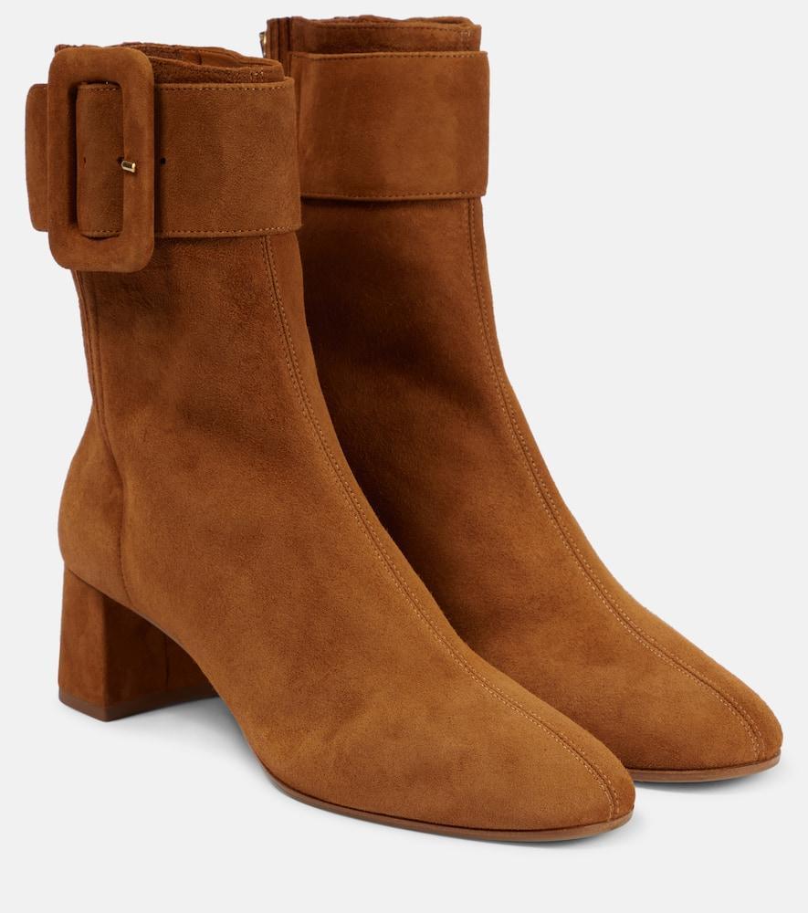 AQUAZZURA Saint Honoré 50 Suede Ankle Boots In Brown Product Image