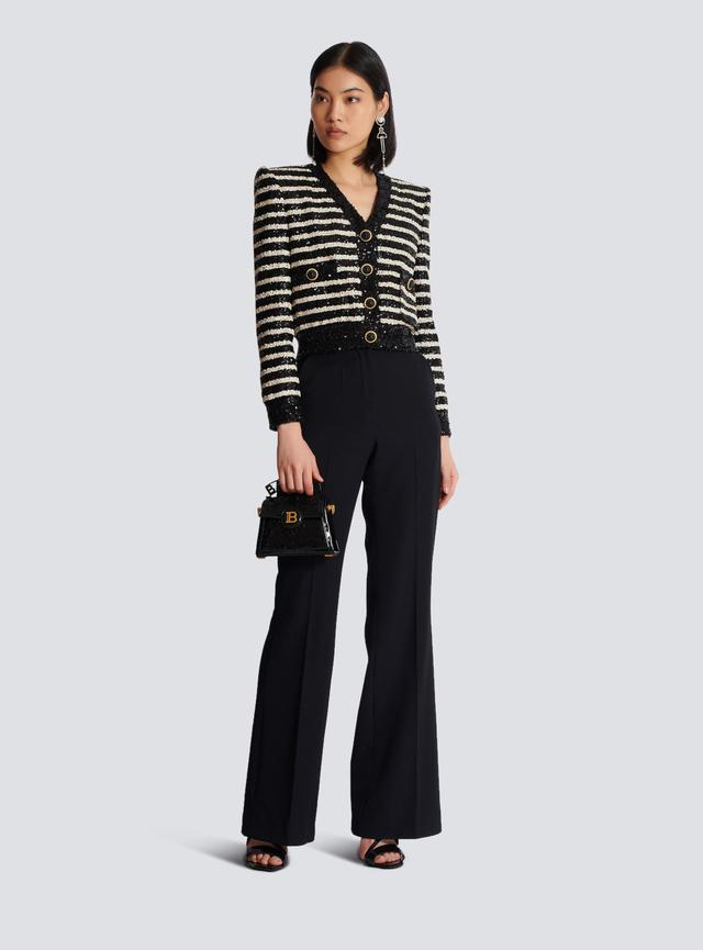 Short striped sequin jacket with 2 pockets Product Image