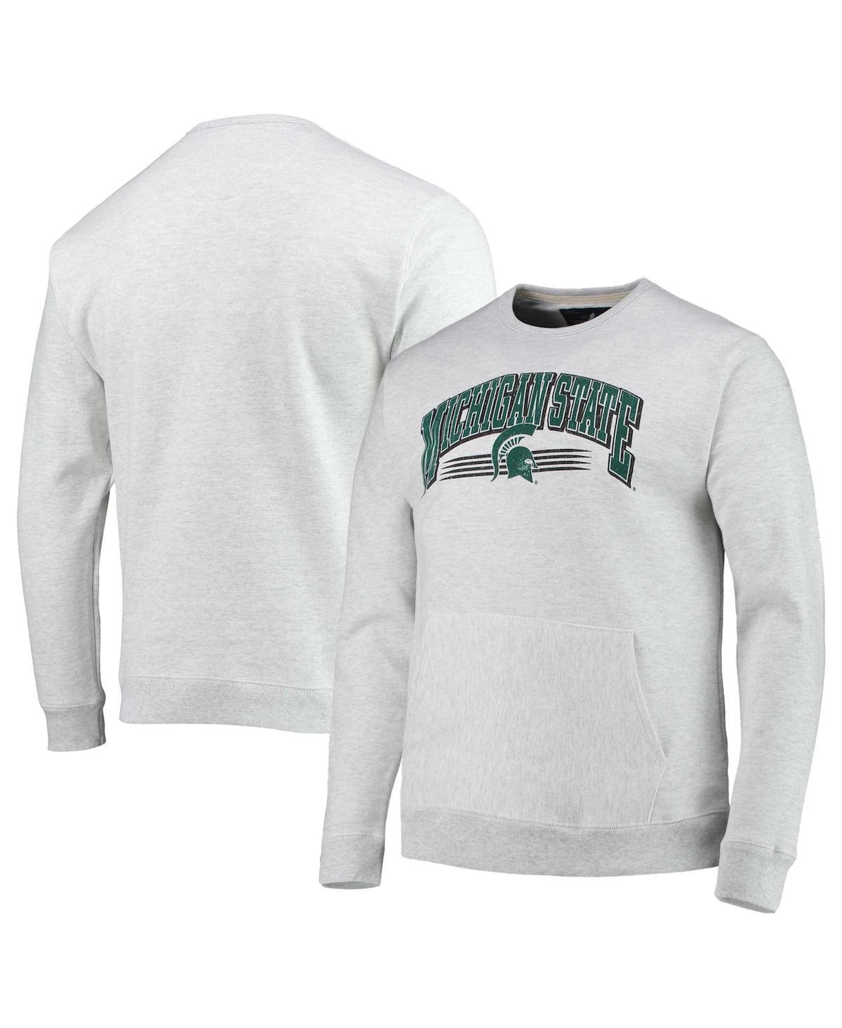 Mens League Collegiate Wear Heathered Gray Michigan State Spartans Upperclassman Pocket Pullover Sweatshirt Product Image