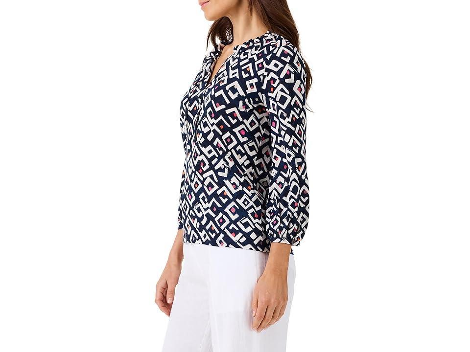 NIC+ZOE Indigo Angles Top (Indigo Multi) Women's Clothing Product Image