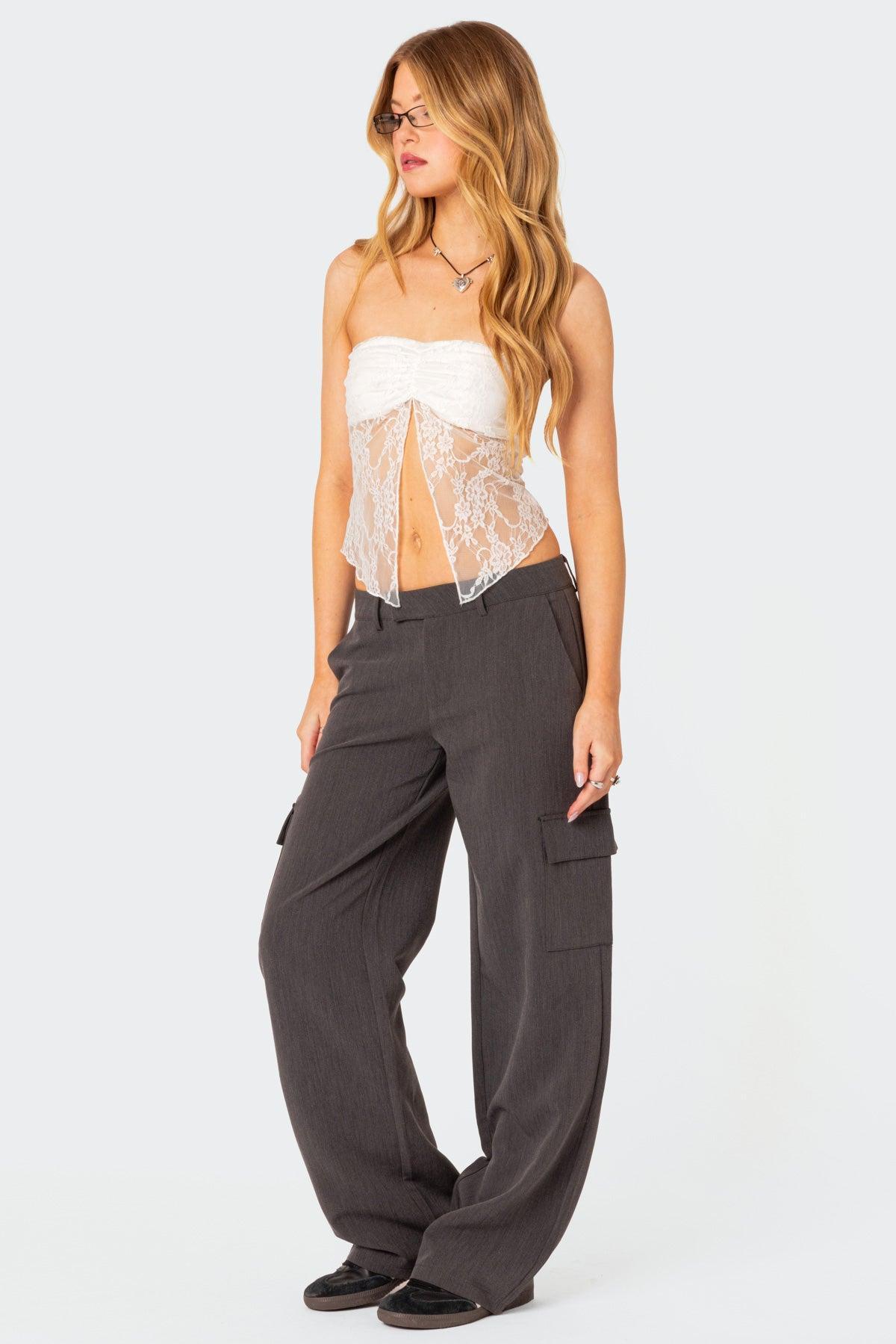 Twilight Sheer Lace Split Front Top Product Image