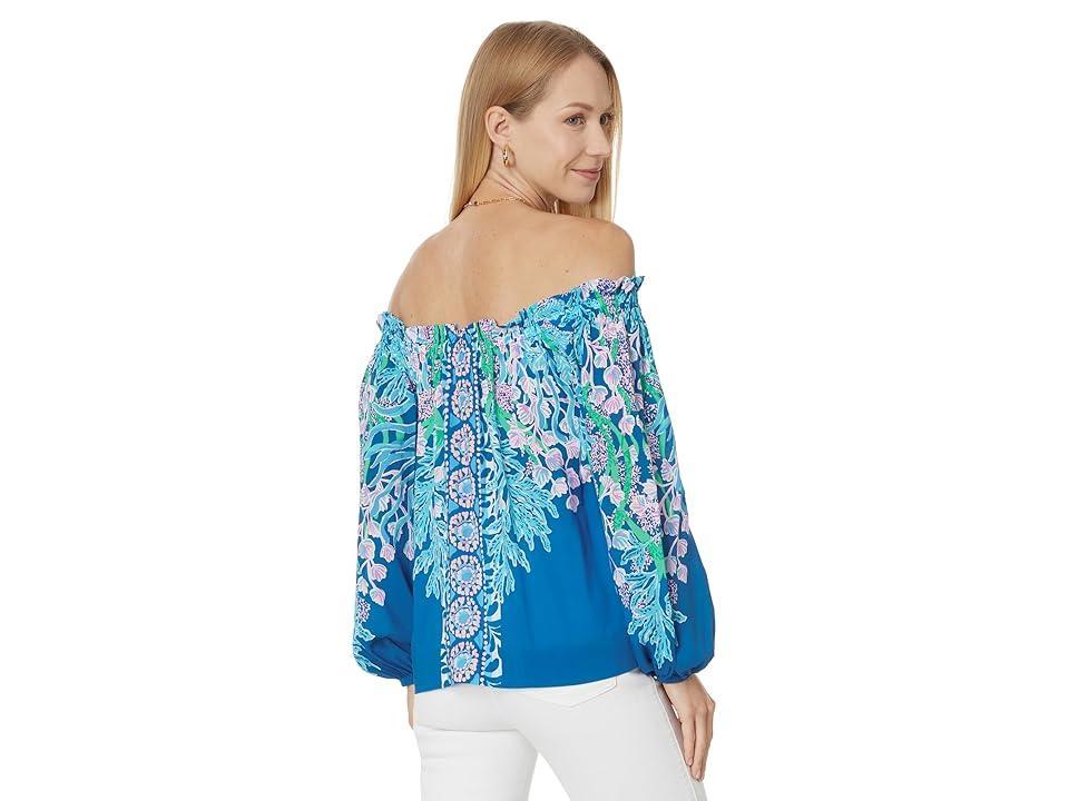 Lilly Pulitzer Aimes Long Sleeve Off The (Barton Seacret Escape Engineered Woven Top) Women's Clothing Product Image