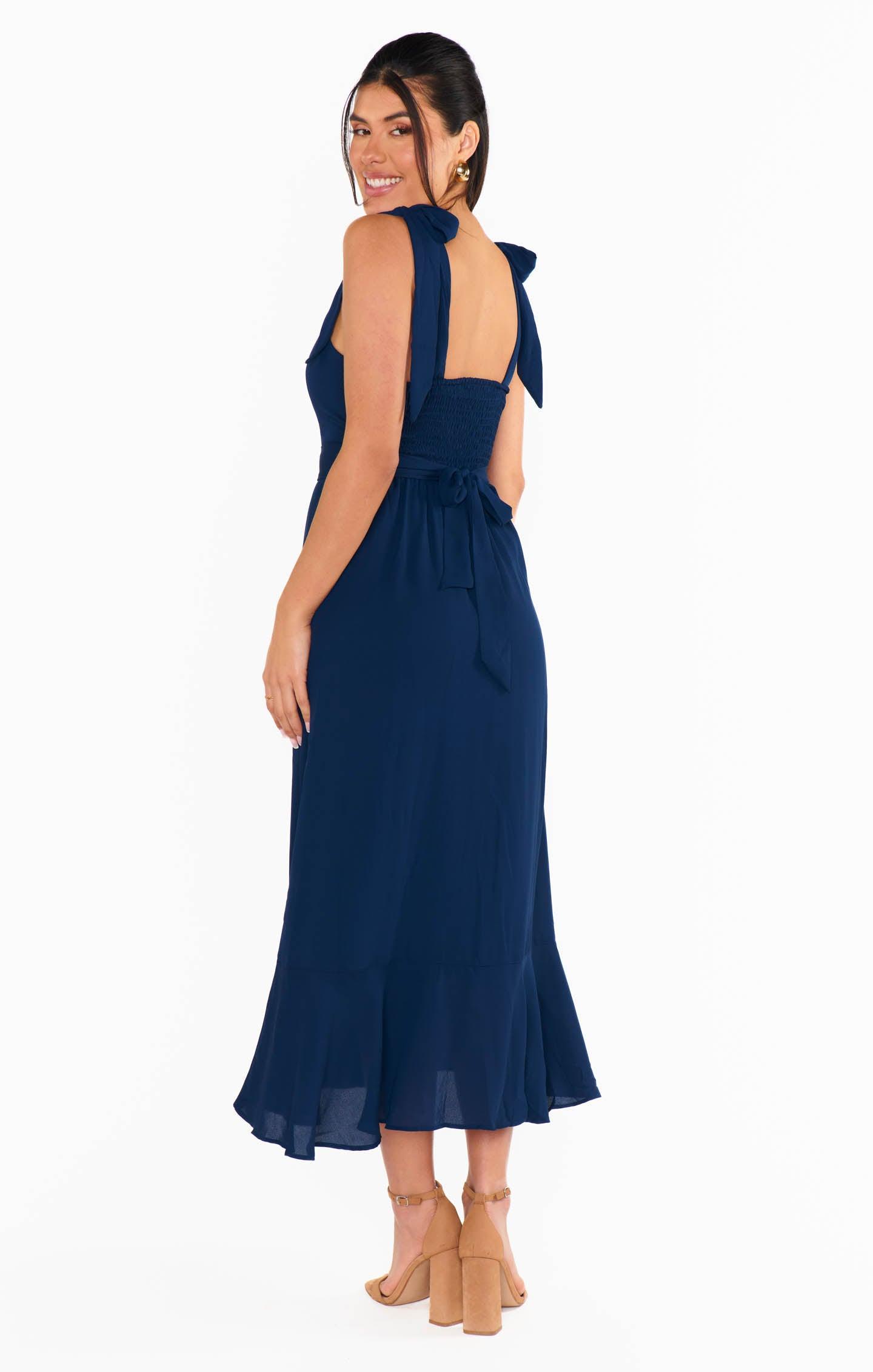 Claire Midi Dress ~ Rich Navy Crisp Product Image