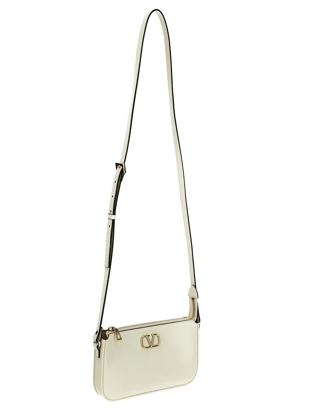 VALENTINO GARAVANI Mini Leather Vlogo Cross-body Bag In Ivory Product Image