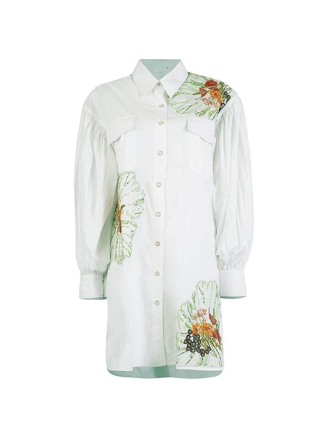 Womens Embroidered Floral Shirtdress Product Image