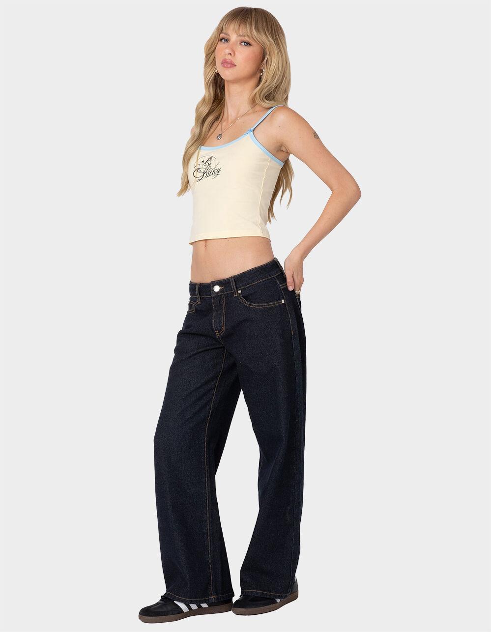 EDIKTED Petite Raelynn Washed Low Rise Jeans Product Image