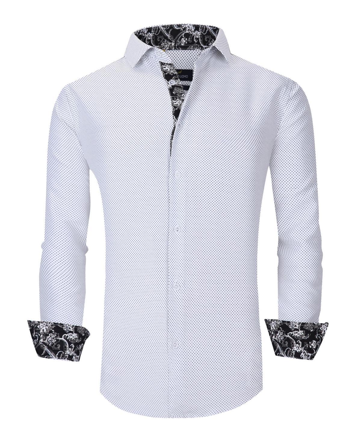 Mens Slim Fit Business Nautical Button Down Dress Shirt Product Image