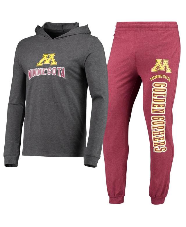 Mens Concepts Sport Heathered Maroon and Minnesota Golden Gophers Meter Long Sleeve Hoodie T-shirt and Jogger Pants Set - Maroon, Product Image