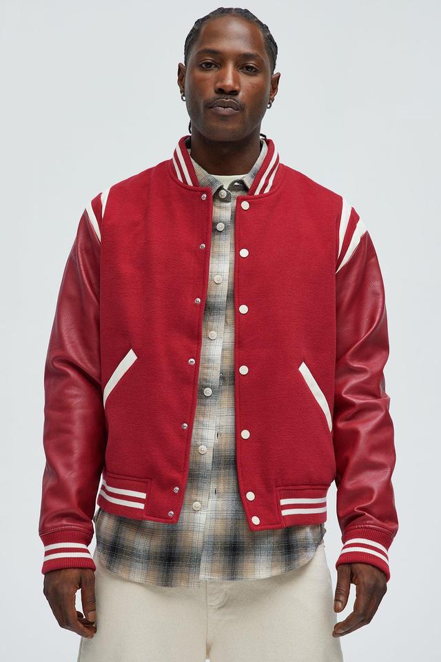 Shoulder Varsity Jacket - Red Product Image