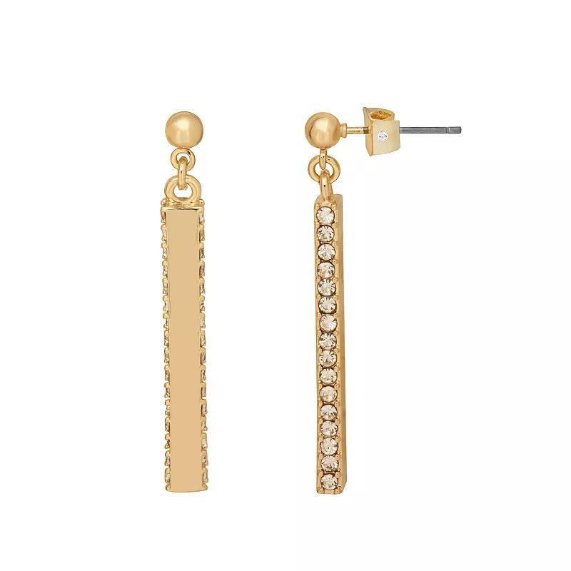 Emberly Gold Tone Glass Stone Linear Bar Drop Earrings, Womens, Clear Product Image