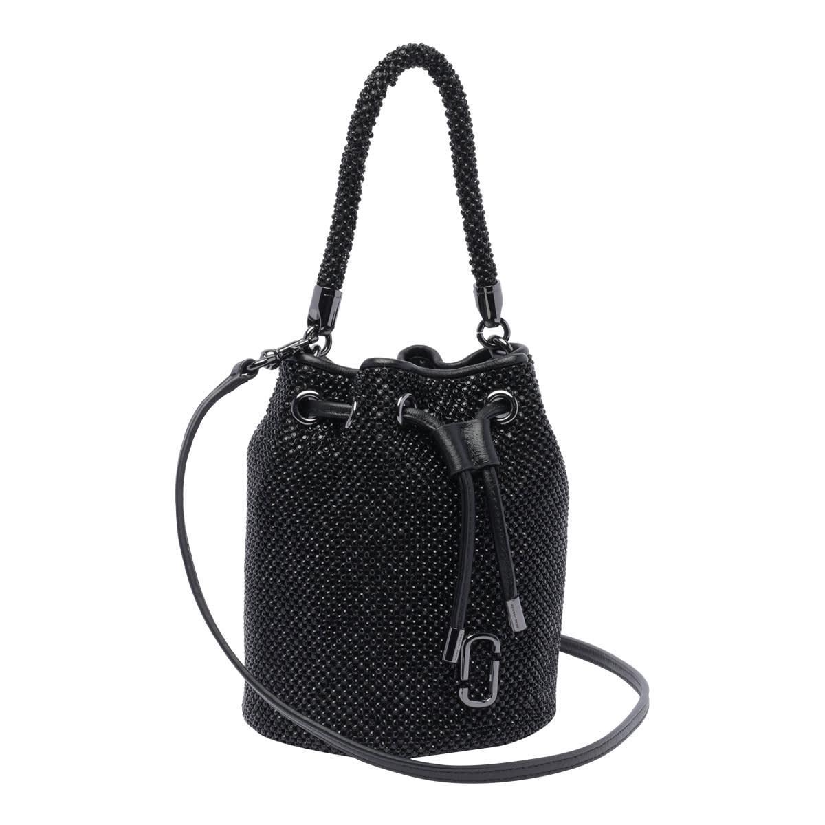 MARC JACOBS The Rhinestone Drawstring Mini Bucket Bag In Black Product Image