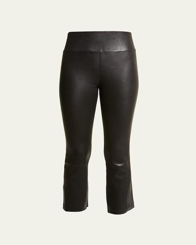 Womens Leather Crop Flare Leggings Product Image