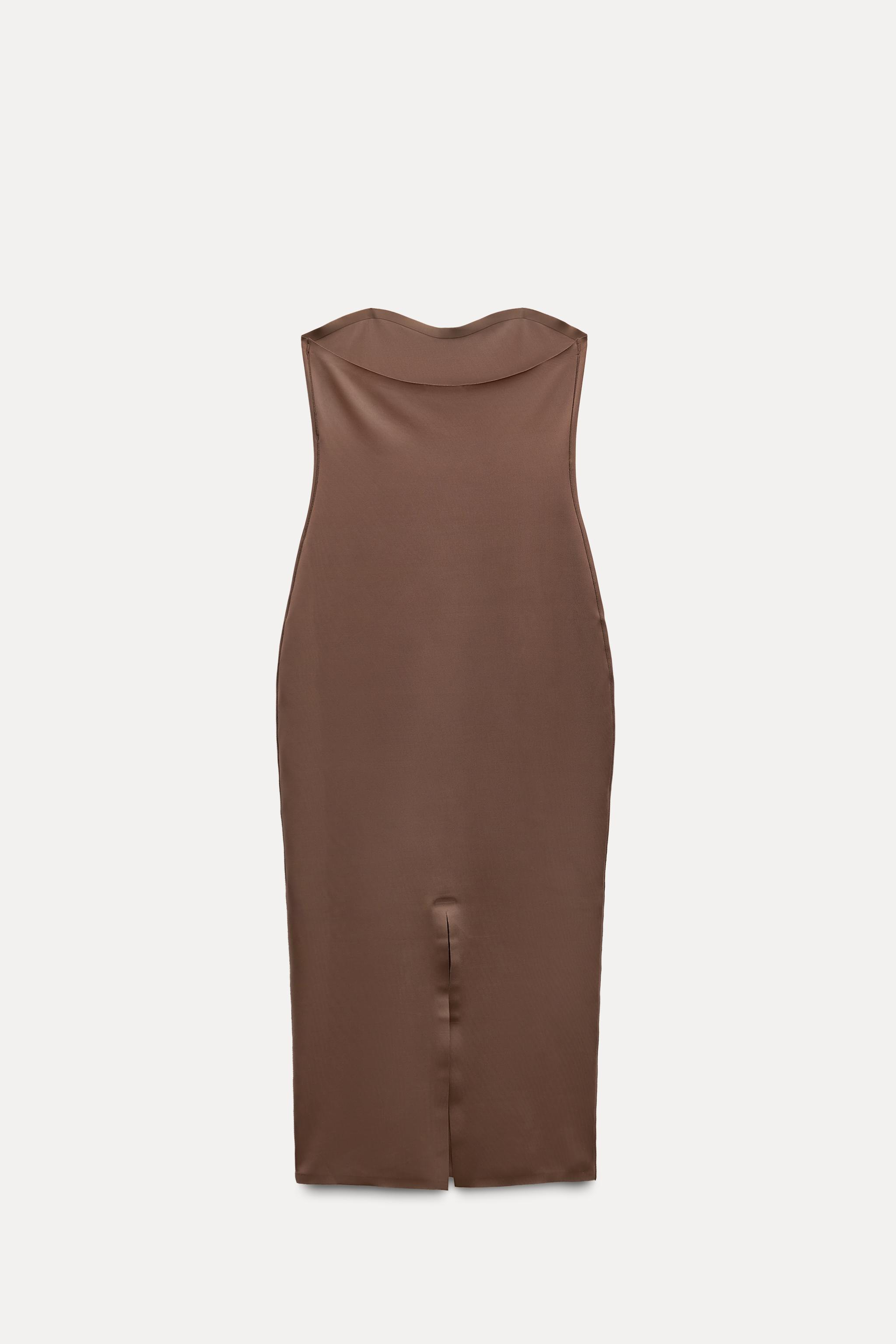 SATIN EFFECT MIDI DRESS WITH OPENING Product Image